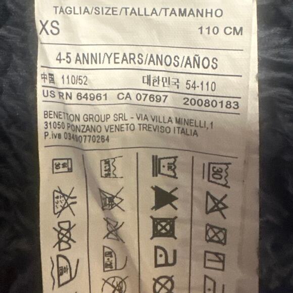 United Colors of Beneton warm inner padded hooded jacket Sz 4-5 yrs - Picture 5 of 6